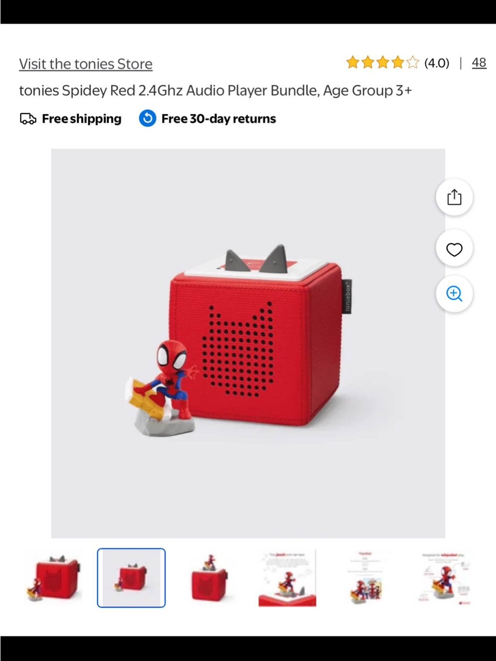 Tonie Box 1 & Spider Man tonie starter box Red Audio Player - Kids Toy